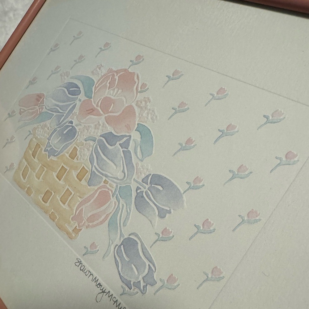 Tulip Basket by Shawn Mory McMillion 1984 Signed Professionally Framed Vintage - Picture 13 of 13